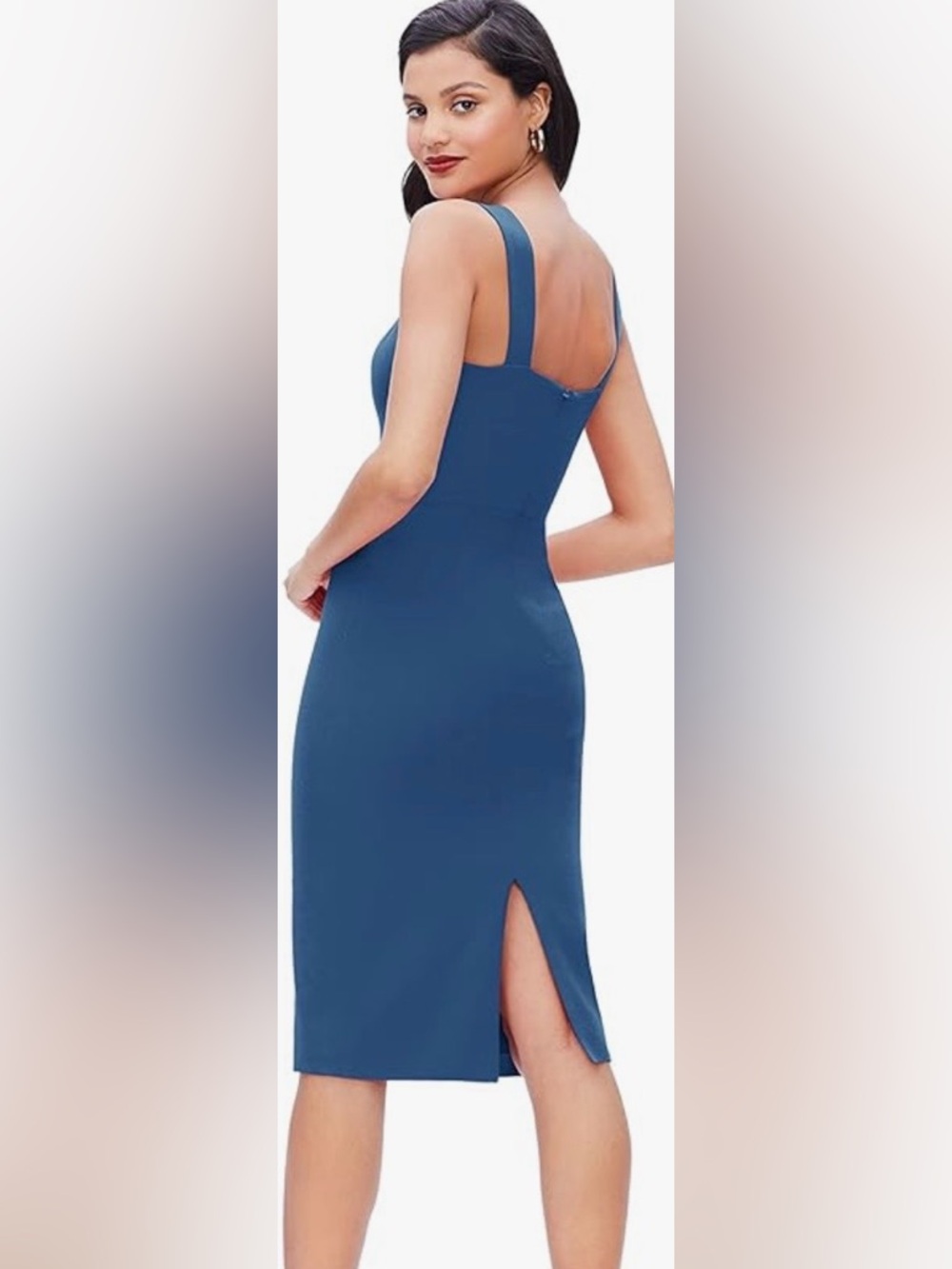 Dress the Population Slate Neck Midi Sheath Dress Nicole Sweetheart Neck Bodycon - Picture 4 of 11
